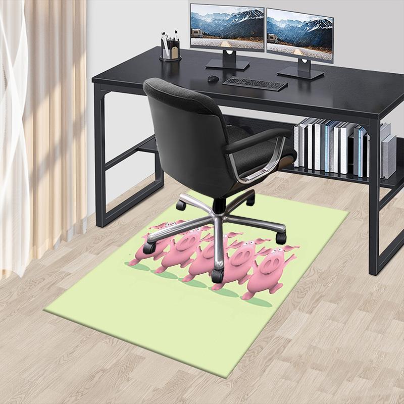 1PC pink pigs Non-Slip Floor Carpet Compatible for Office&Living Room&Bedroom&Dining room - Flat-Weave Machine-W310