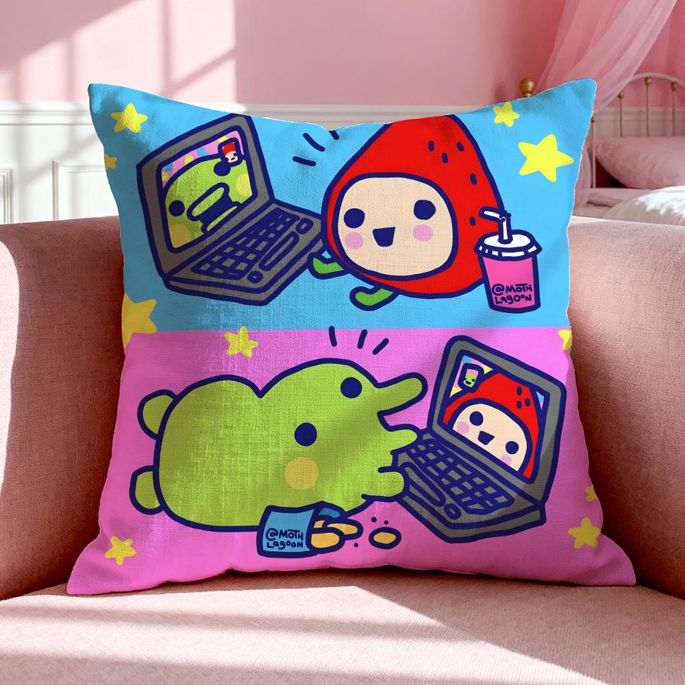 Toy T-Tamagotchi Cushion Cover Breathable Linen Pillowcase Summer Odorless Eco-Friendly Invisible Zipper Washable