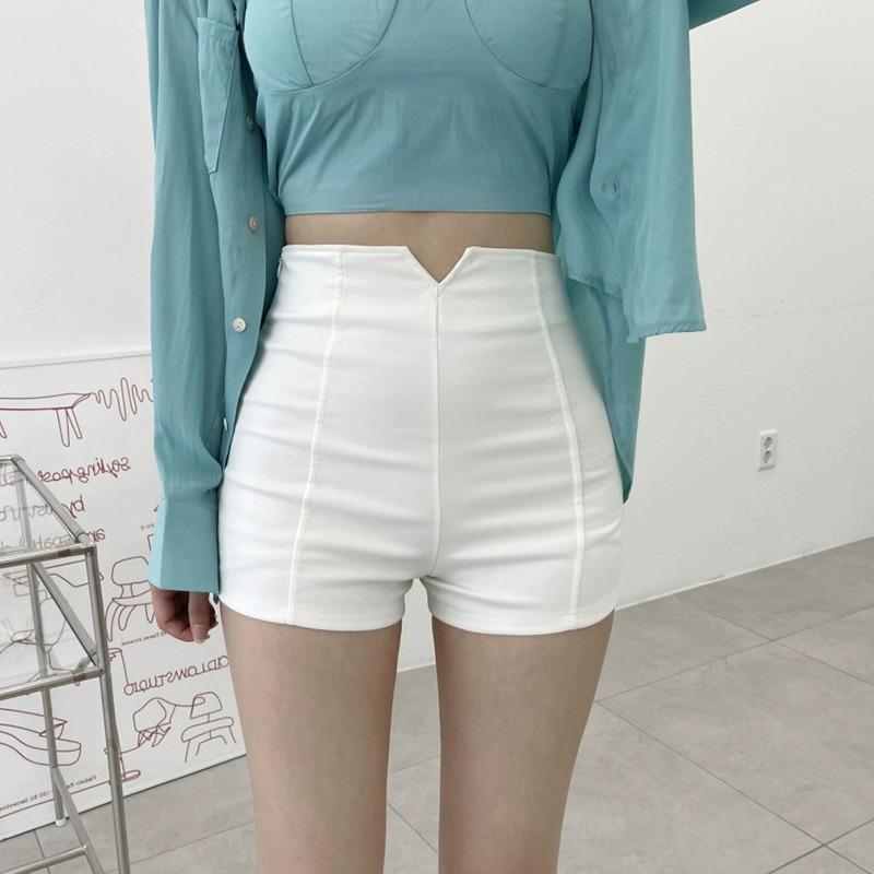 

Белые женские эластичные шорты с высокой талией 5XL белый