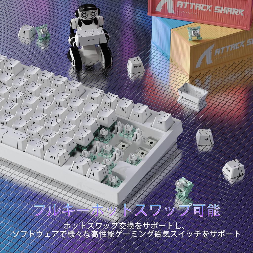 ATTACK SHARK R82HE Gaming Rapid Trigger Mechanical Compact 8000Hz RGB Backlit USB Keyboard with Magnetic 80 Double PBT Adjustable DKS English Layout