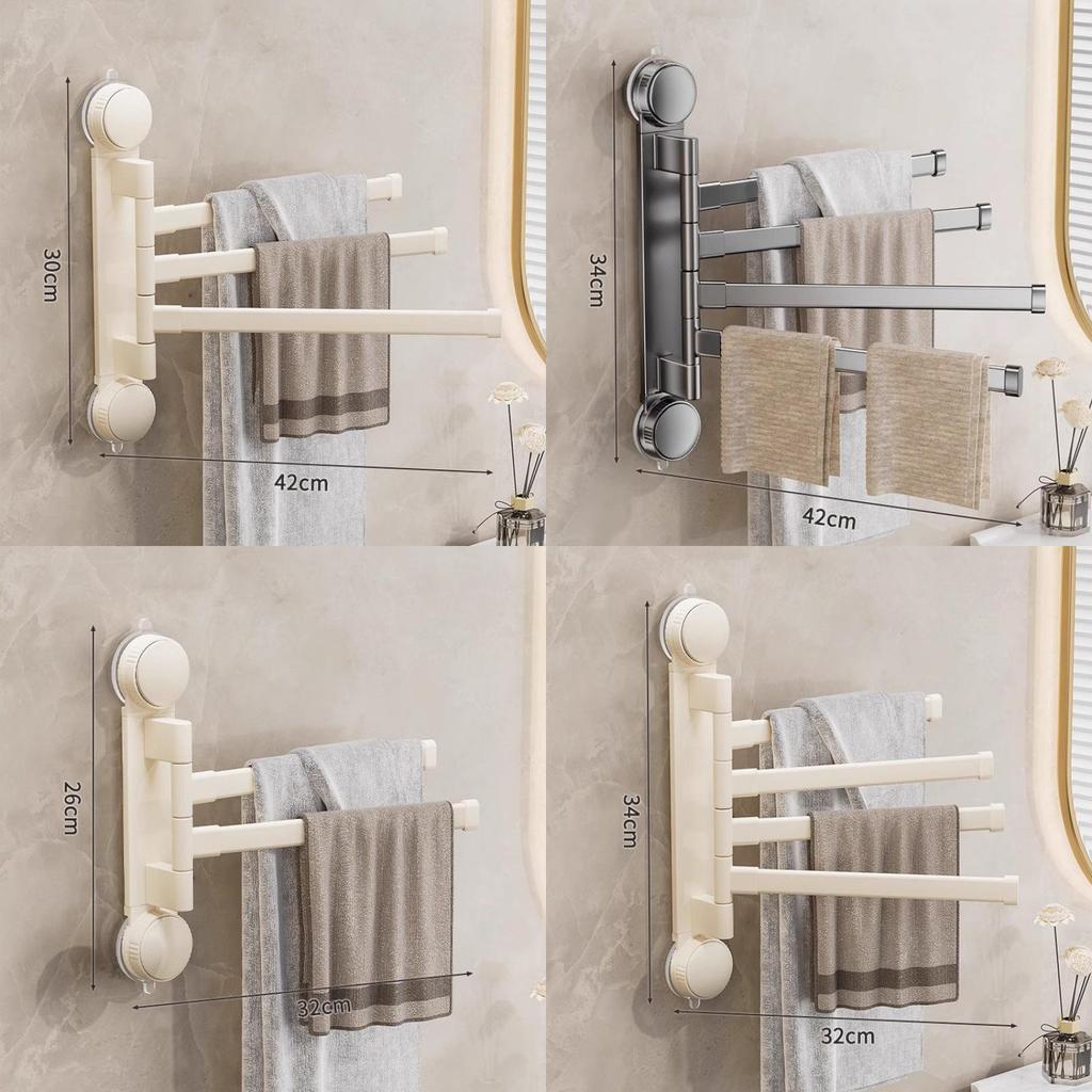 Modern Minimalist Plastic Rotating Towel Rack With Suction Cups For Bathroom Organization