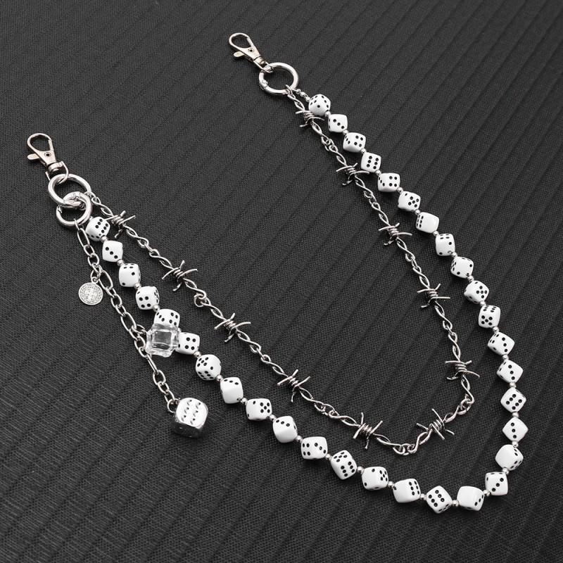 Punk Hip Hop Multi-Layer Dice Waist Chain Metal Belt Accessory Jeans Unisex