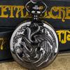 10pcs/lot Wholesale Black Vintage Quartz Pocket Watch Dragon Engraved Flip Roman Dial Students Gift Men Women Necklace Clock