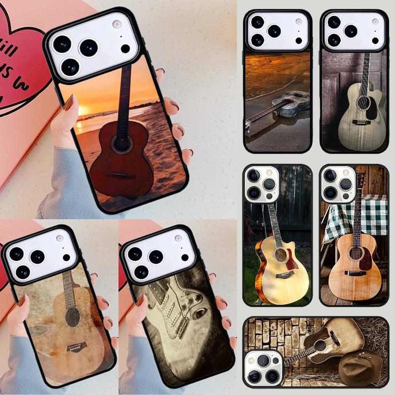 Rustic-Sepia-Guitar Phone Case For iPhone 17 Air 14 15 13 12 Max Cover For Apple 16e 11 Pro Max Plus Coque