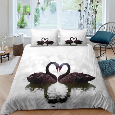 Swan Duvet Cover Set Black Swan Lake Comforter Cover Microfiber Twin Size Bedding Set For Kids Teen King Size 2/3pcs Quilt Cover