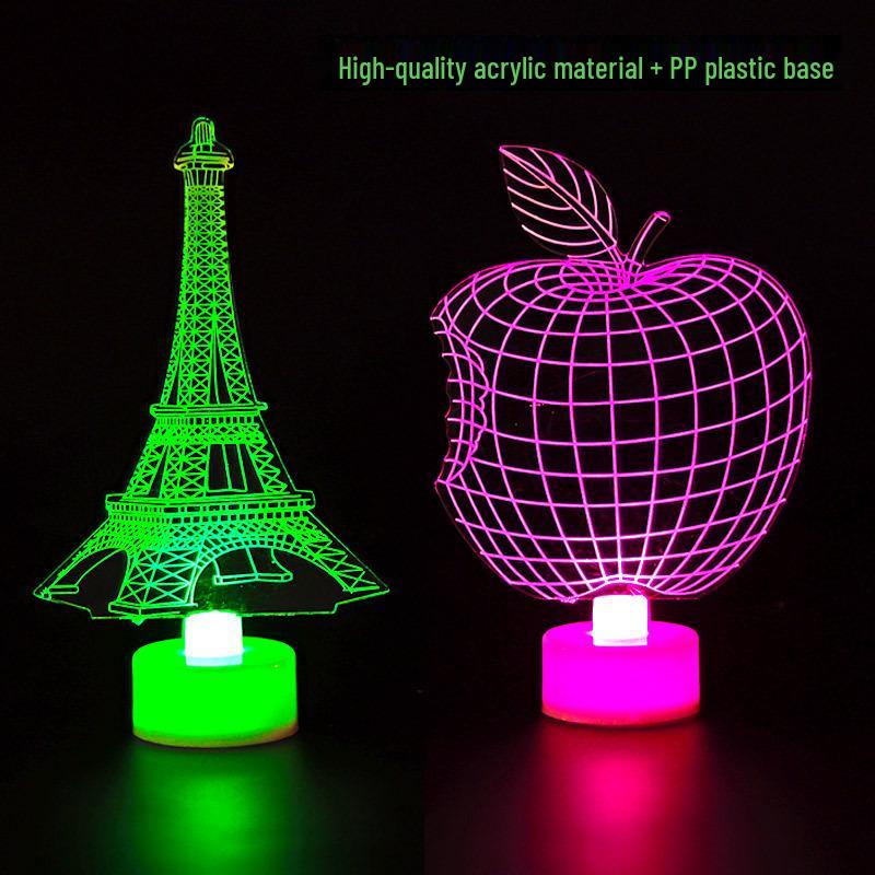 Acrylic LED Seven-Color Christmas Night Light: Snowman, Santa Claus, Apple, Eiffel Tower Luminous Toy