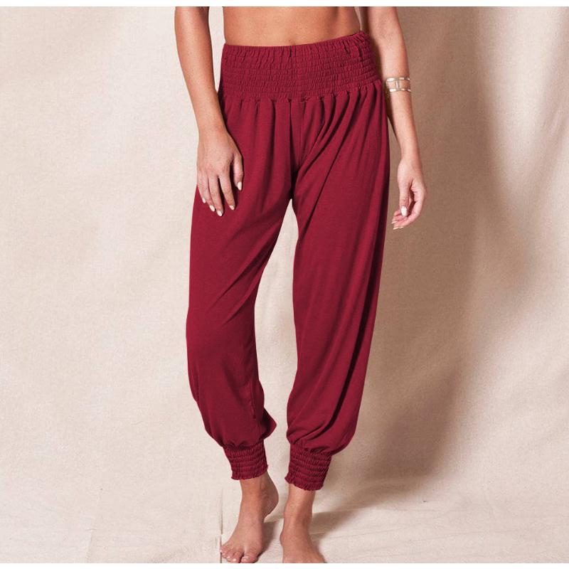 Neue Haremshose für Damen, Elastischer Bund, Einfarbige Locker Geschnittene Casual Yoga Jogginghose mit Bündchen an den Knöcheln für Zuhause, Freizeit und Sport