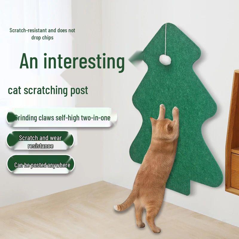 Durable, Tear-Resistant Vertical Cat Scratching Mat with Self-Adhesive Velcro Orange