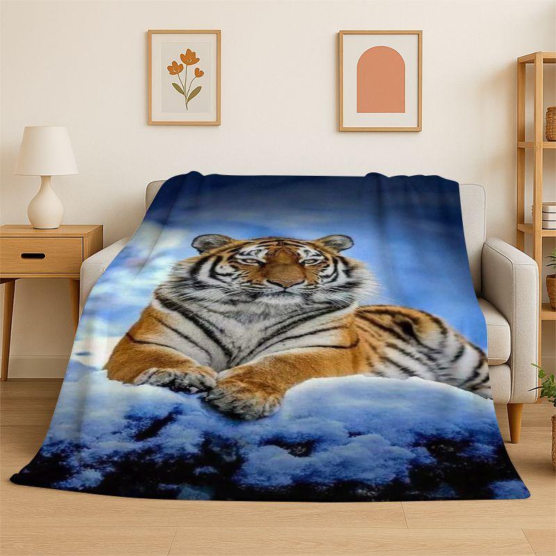 Fierce Tiger Beast Sabretooth Flannel Blanket Soft Throw Blanket for Bedroom Living Room Bed Travel Camping Picnic Nap Cover