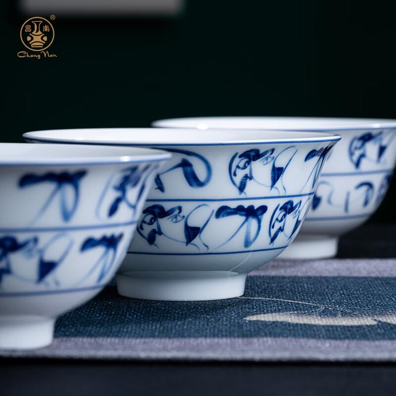 Jingdezhen Blue & White Underglaze Ceramic Noodle Bowl