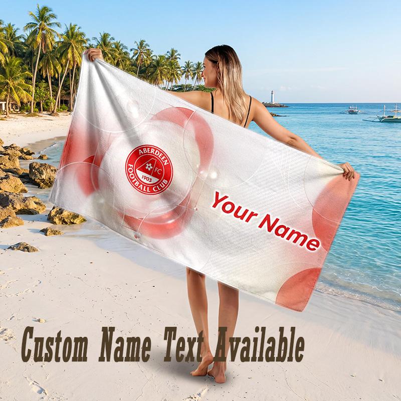 Aberdeen FC Design Beach Towel Custom Text Large Towel for Beach Vacation