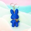 Fashionable Rabbit Keychain Artificial Leather Bunnys Pendant Keyring for Women Handmade Key Chain Bag Accessory
