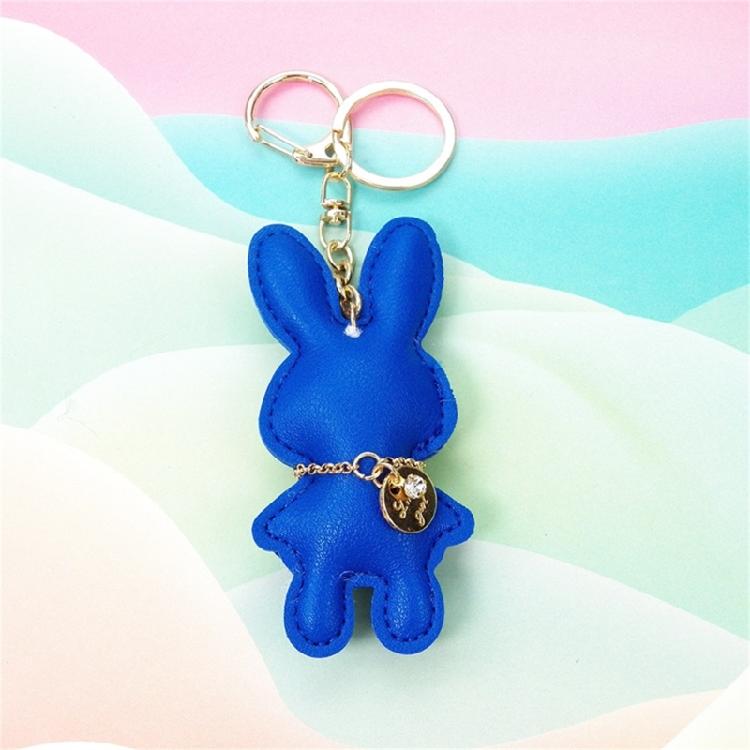 Fashionable Rabbit Keychain Artificial Leather Bunnys Pendant Keyring for Women Handmade Key Chain Bag Accessory
