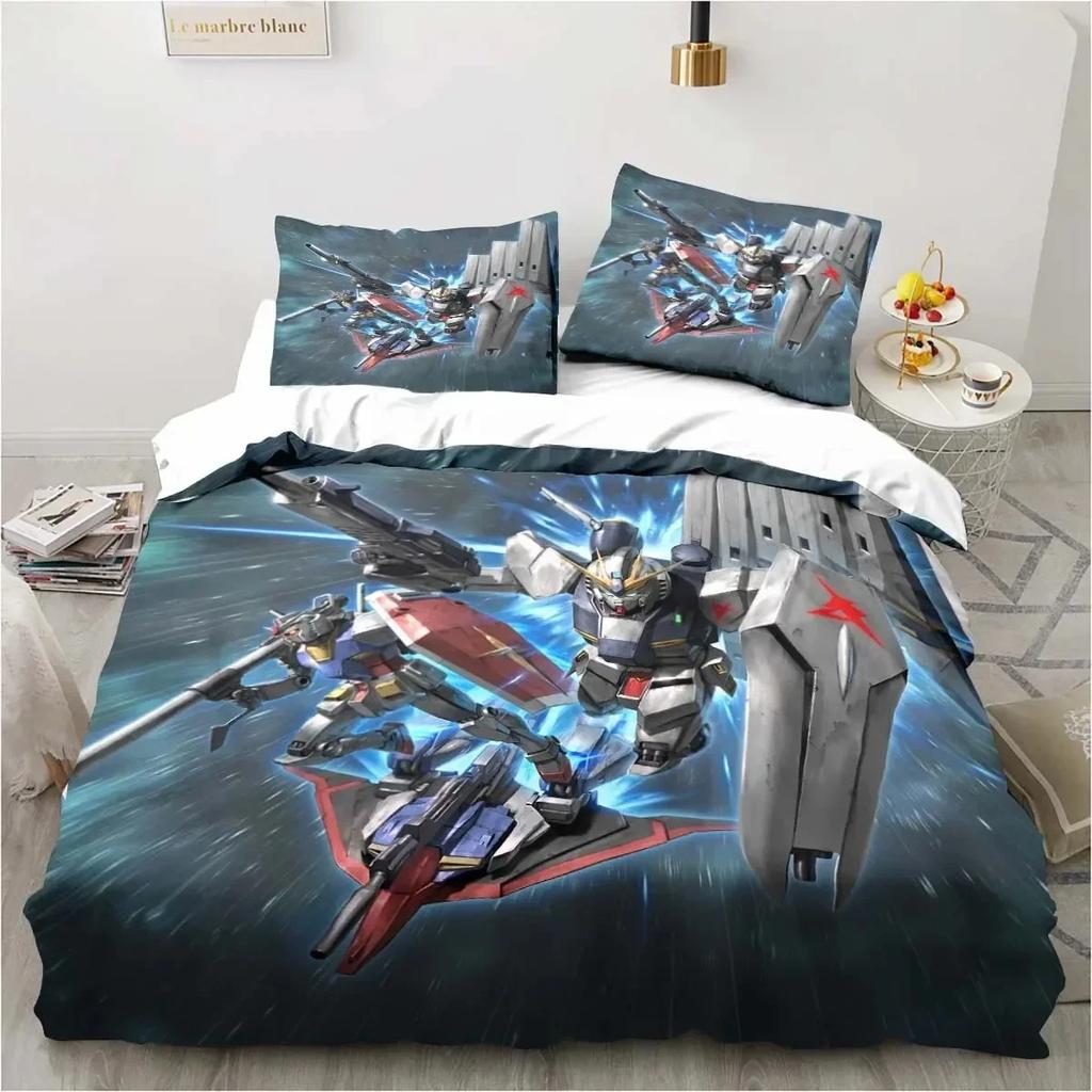 3D Printer Soldier Cartoon Pattern Three-Piece Set Delicate Quilt Cover Pillow Case Housewares Set Beautiful Gift Household