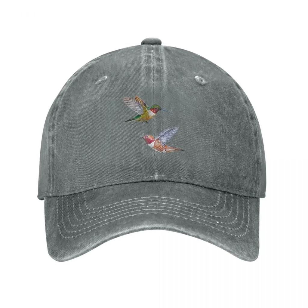 Hummingbirds Set (Rufous Ruby Throated) Baseball Cap Designer Cap Designer Hat GentleUnisex Hat Hat Beach Hats For Unisex Womens