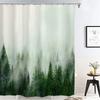 Forest Green Shower Curtain with Hooks, Extra Long, Mold and Mildew Resistant, Bath  Liner, Tree Print