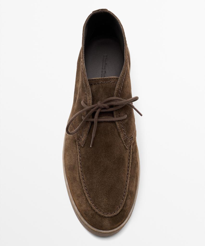 Massimo Dutti Split Suede Stitch Detail Bootie Shoes
