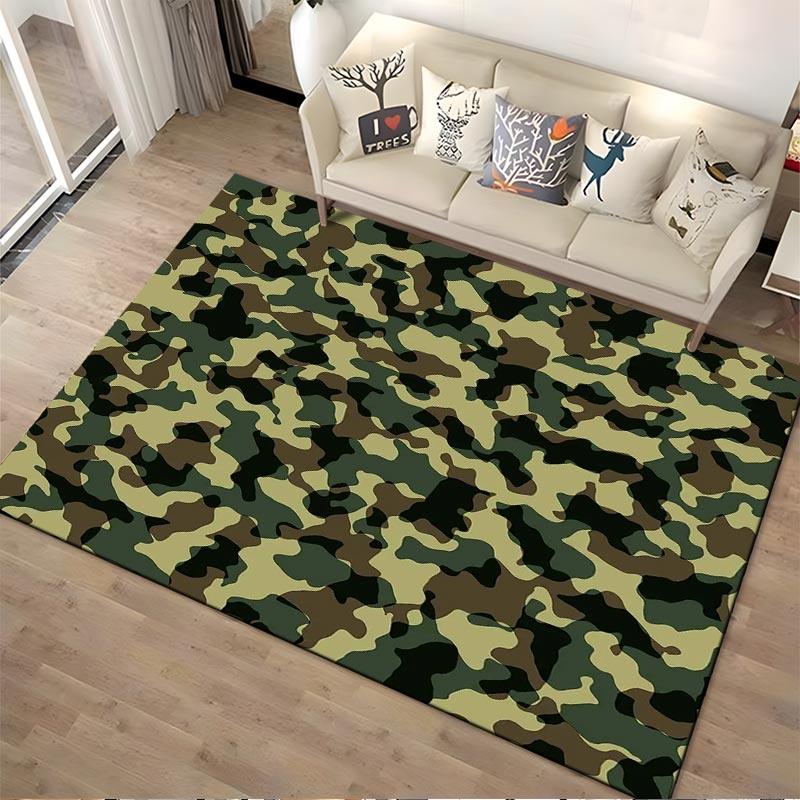 Camouflage-Muster Teppich mit Armeestil Grün1Braun1und Beige Design Geeignet für die Verwendung als Anti-Rutsch-Matte für1Zimmer und Schlafzimmer Sofas