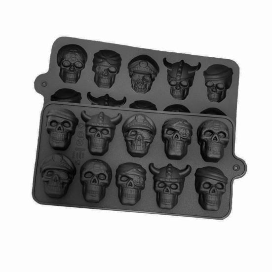 2Pcs Ice Cube Mold 10 Grids Skull Shape Spooky Snacks Halloween Events Molds Food Grade Silicone Easy Demold Baking Mold