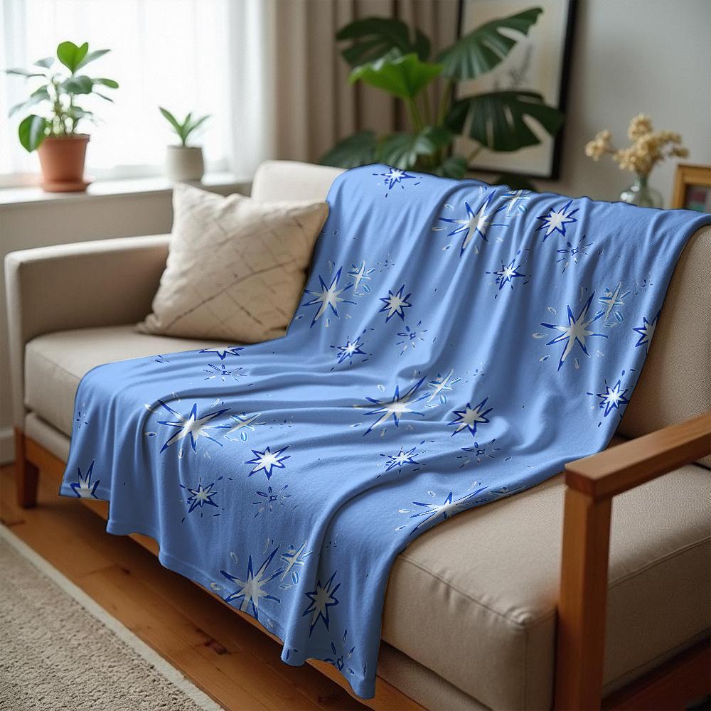 Star Circle Check Anime Cartoon Flannel Blanket Soft Warm Throw for Bedroom Sofa Car Kids Holiday Gift
