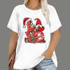 Women's Christmas T-shirt, cartoon Santa Claus print, short-sleeve, round-neck, casual party loose top