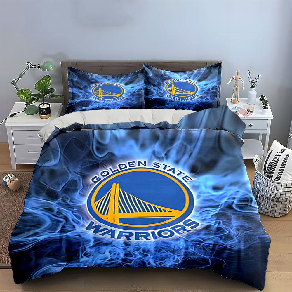 Golden State Warriors Logo Bedding Duvet Cover Set Duvet Cover Pillowcases (1*Duvet Cover 2*Pillowcases, Without Duvet Insert)