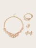Elegante Set di Gioielli Rosa e Bianchi con Perle Finte e Strass