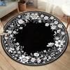 Retro-style Flowers Round Area Rug,Carpet Rug for Living Room Bedroom Sofa Playroom Decor,Non-slip Floor Mat