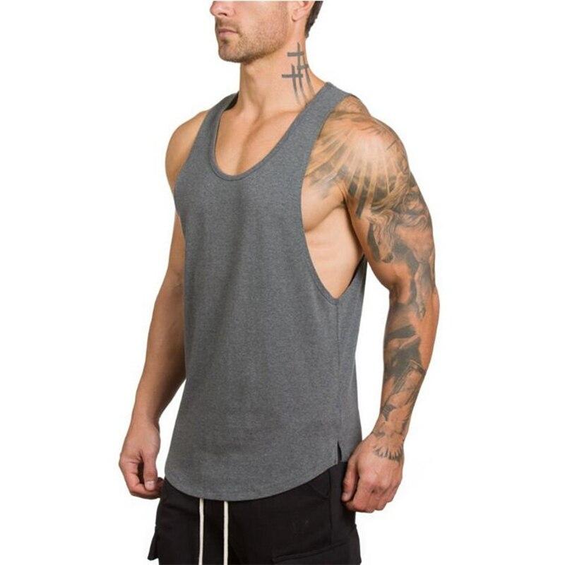 6689 Blank Mesh Slim Fitness Vest Men&#39;s European and American Arc Hem Sports GYM Bottoming Breathable Quick-drying Shoulder 6689