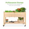Raised Garden Bed 48x24x32-inch Mobile Elevated Wood Planter with Lockable Wheels and Storage Shelf Natural Color Durable Wood