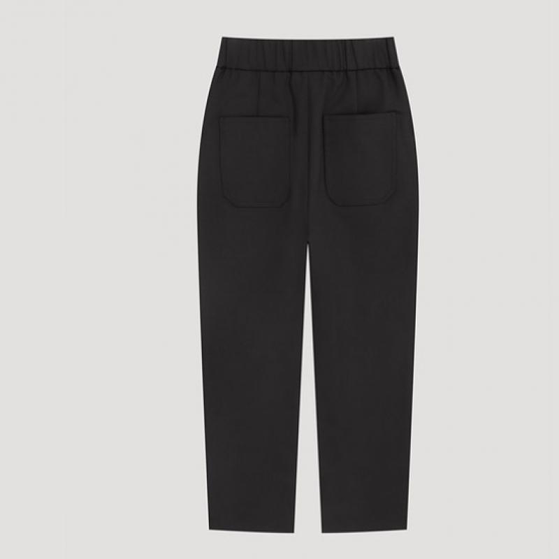  Pantaloni conici cu bandă la spate, model SwwSlo41120, negri, talie înaltă