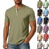 Herren Henley-Hemd mit kurzen Ärmeln, lässiges Hemd mit Knöpfen, leicht, atmungsaktiv, Baumwolle, T-Shirt für den Alltag