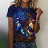 Summer Dreamcatcher 3D Print T-Shirt Women's Street Casual Retro Y2K Short Sleeve Crew Neck Top