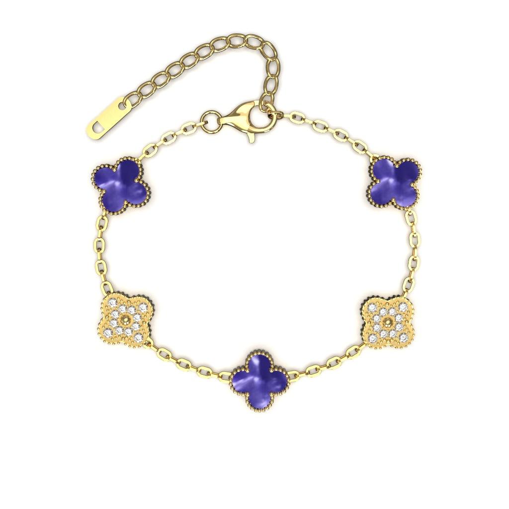 

13мм Модный Высококачественный Браслет Четырехлистный Клевер 18К Пять Цветов Женский Браслет