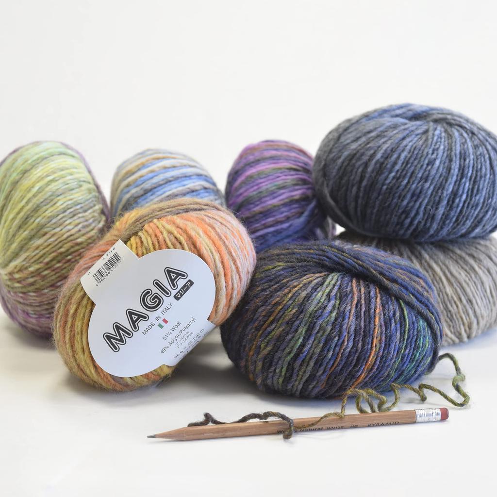 NASKA Medium Set of 5 Hand-knitted Yarn, Mazia, Thick, COL.5, Purple, 50g, Approx. 120m, Balls, W-78
