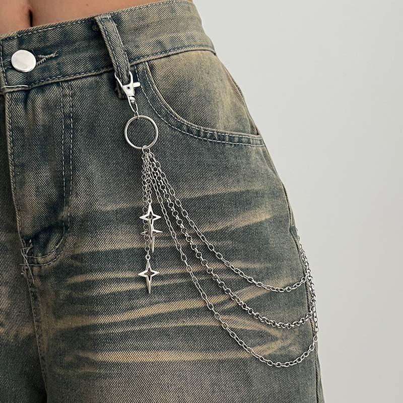 Punk Multilayer Metal Star Pendant Pant Chain Hip Hop Waist keychain Jeans Chain Women Trendy Jewelry Accessories Gifts