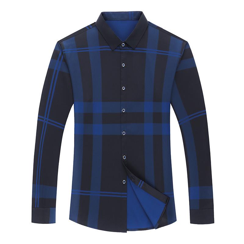 Men's Fashionable Casual Thin Business Plaid Loose Shirt