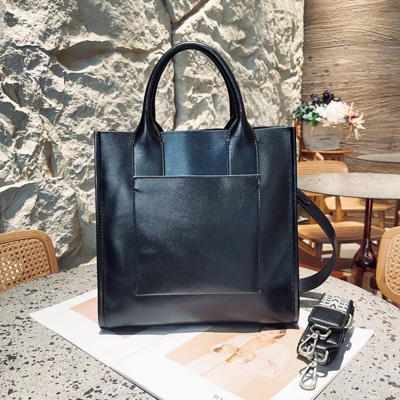

Retro Leather Women s Bag Large-capacity Vegetable Tanned Cowhide Square All-matching Commuter Cross-shoulder Handbag Trendy чорний