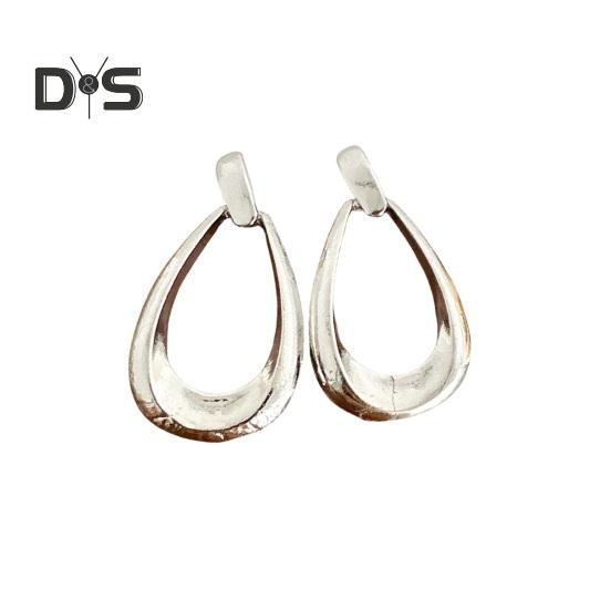 

1 пара женских геометрических серег-капель, гипоаллергенные, легкие, минималистичные, массивные серьги, полые, металлические серьги-гвоздики в форме капли, ювелирные изделия серебряный