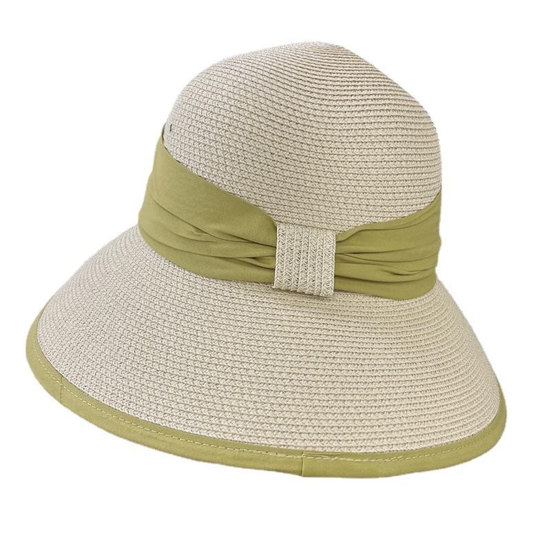 Strohhut Design Farbkombination Eimerhut Lässig Reise Sonnenschutz Meeresufer Sonnenschutz Urlaub Sonnenhut Damen
