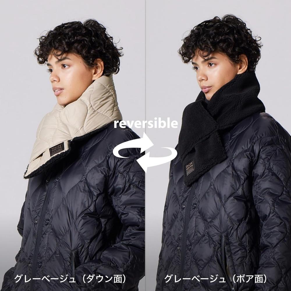 Taion [Taion] Goods Military Reversible Down Muffler   Soft Shell R201alsml 1 Dark Olive