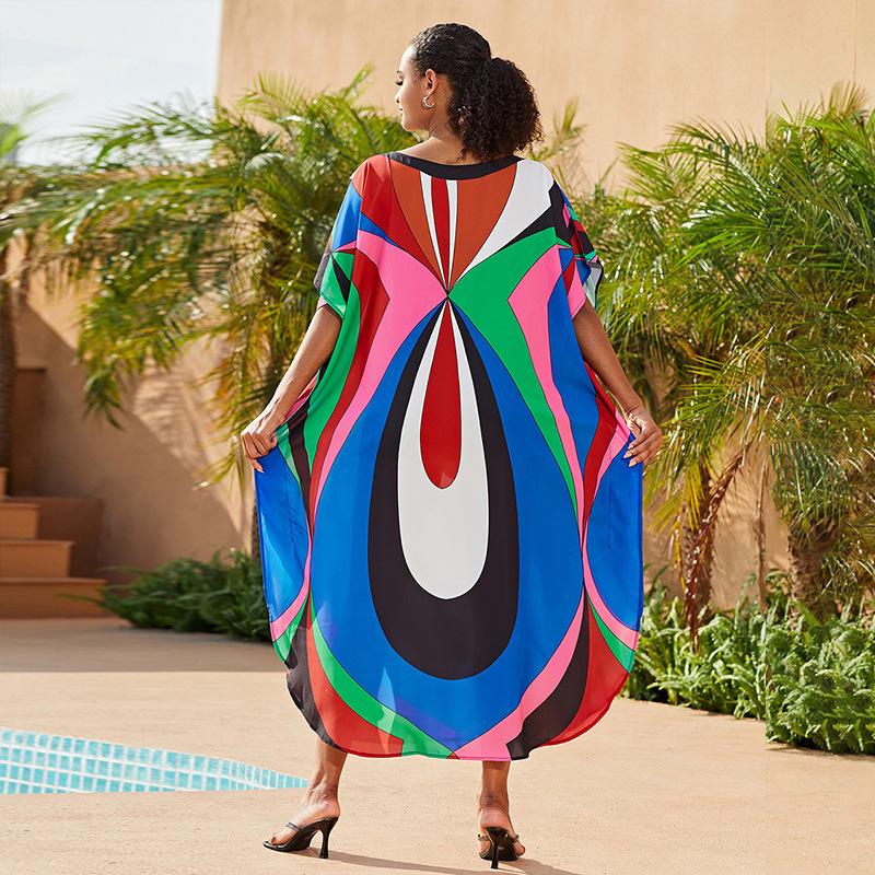 Elegant Plus Size Bikini Cover-Up: Sun Protection Loose Long Beach Dress