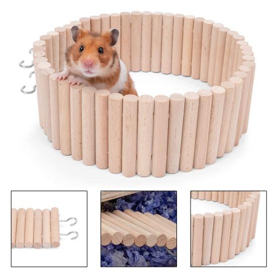 Pet Bridge Toy Bur-free Bite Resistant Natural Wood Hamster Parrot Ladder Toy for Gerbils