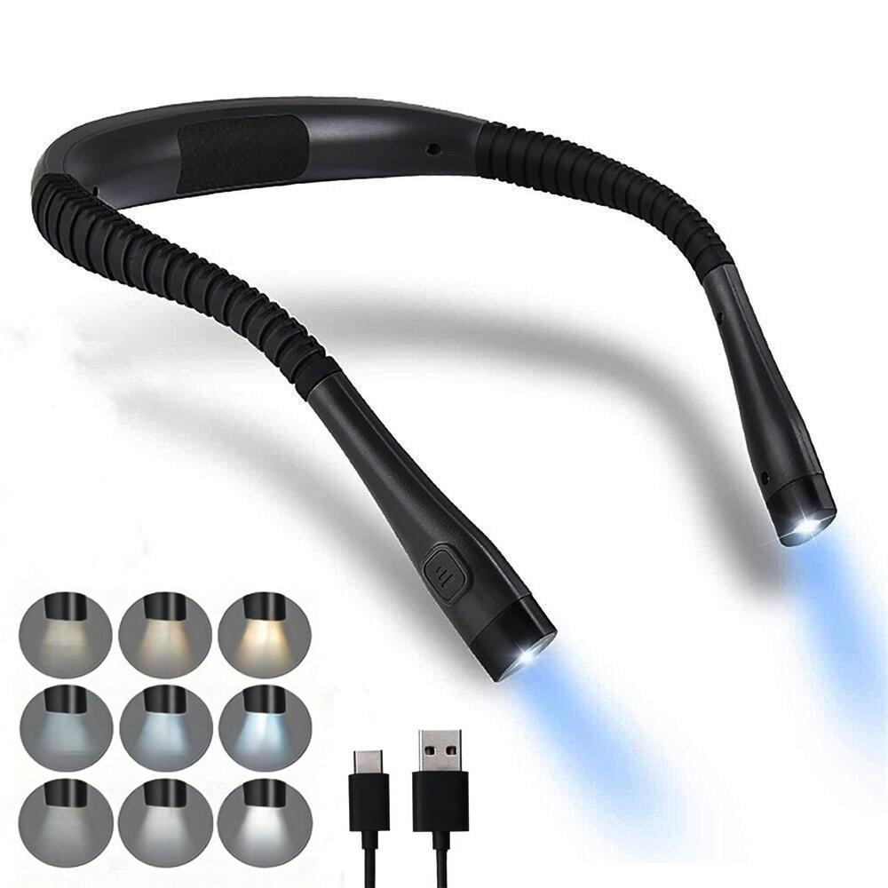 Neck Reading Light Book Light for Reading In Bed Bendable Long Lasting Portable USB Rechargeable Novelty Flexible Book Lighting