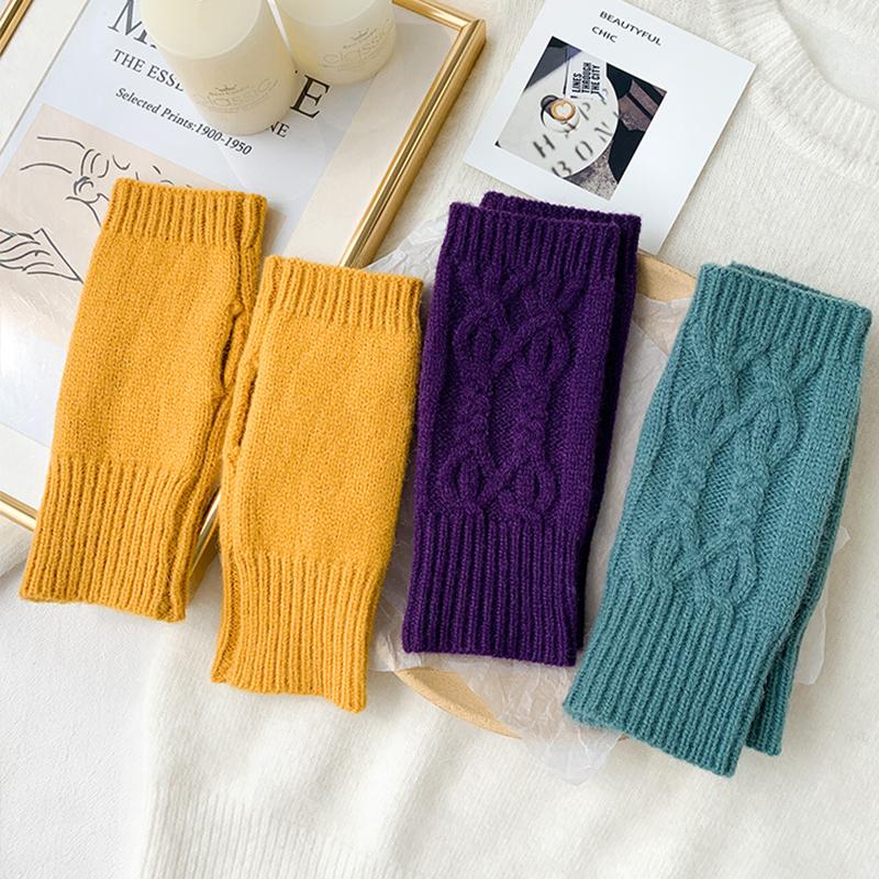 1 Pair Fashion Women Soft Cashmere Fingerless Arm Warm Winter Gloves Hand Long Warmer Mittens