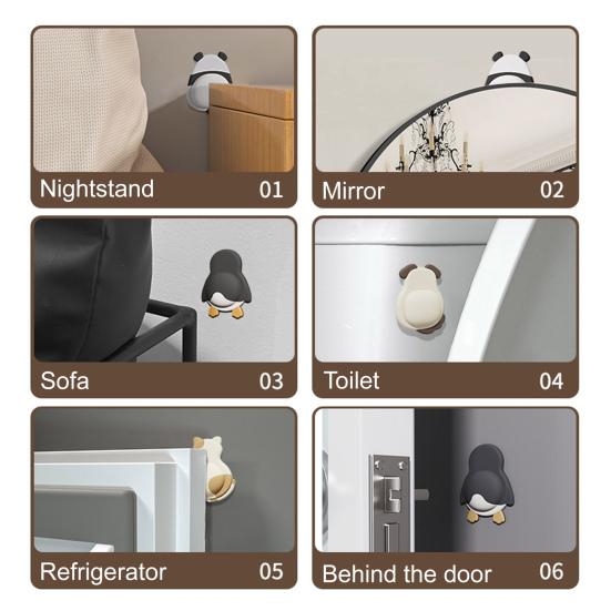 4/8 st Djur Bakväggsskydd Hund Katt Panda Pingvin Självhäftande Dörrstoppare Väggskydd Anti-kollision Ljuddämpande Pad Buffert Klistermärke