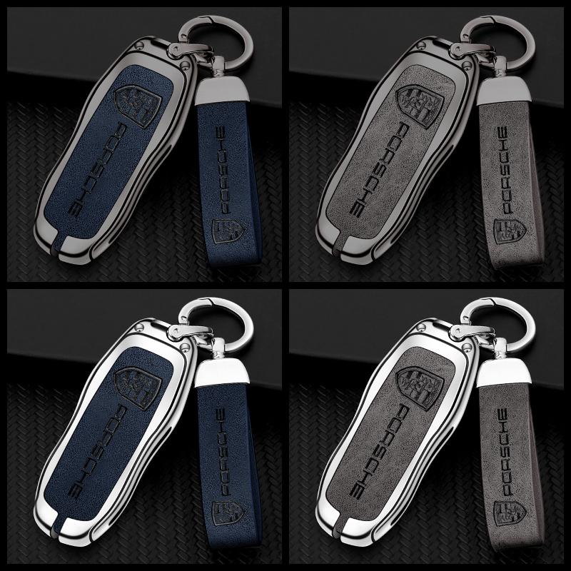 Kryt klíče od auta ze slitiny zinku a kůže, bezklíčová skořepina pro Porsche Panamera Spyder Carrera Macan Boxster Cayman Cayenne 911 970 981