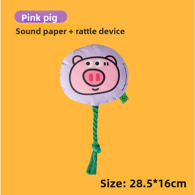 Dog Toy Braided Rope Chew Toy Durable Biting Rope Knot Toy Cartoon Pattern Sound Emitting Gnawing Toy Pet Toy