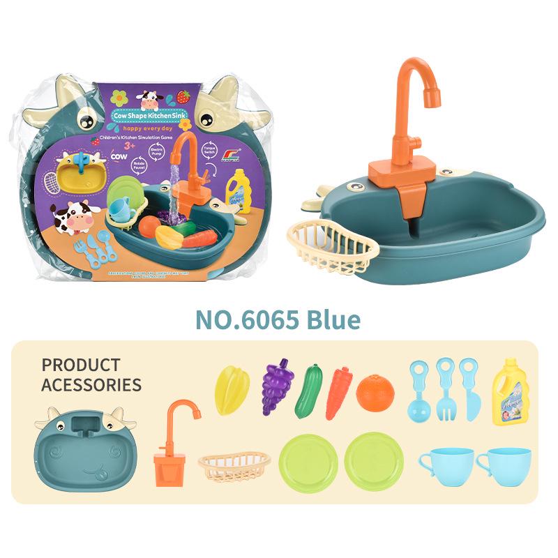 Children's Pretend Play Electric Sink with Circulating Water and Vegetable Washing Features