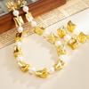 Salircon Boho Irregular Splicing Geometric Necklace Earrings Women Jewelry Set Retro Imitation Pearl Bead Necklace Banquet Gift